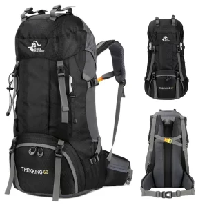 60L Hiking Backpack Water-resistant Climbing Camping Backpack Travel Daypack with Rain Cover for Mountain Climbing Cycling