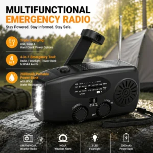 Emergency Radio Hand Crank Solar Powered Weather