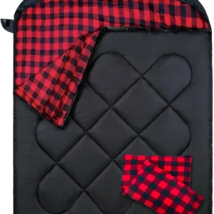 XXL Queen Cotton Flannel Lined Two Person Cold Resistant Sleeping Bag With Two Pillows Waterproof For Family Winter Camping Use